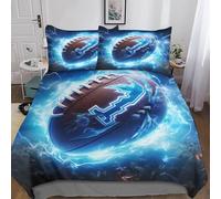 MEFESE Football americano Set Di Biancheria Da Letto Con Stampa Di 3D,Rugby Ball Copripiumino Con Cerniera,Incluso Copripiumino E Federe,Biancheria Da Letto Per Ragazzi E Ragazze Double（200x200cm）