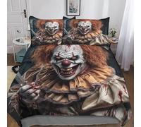 MEFESE Horror Clown Copripiumino Set 3 Pieces in Microfibre IpoallergenicoPiumino Biancheria Da Letto Stampata Thriller Film Copripiumino Per La Casa E L'hotel Collezione Cerniera Double（200x200cm）