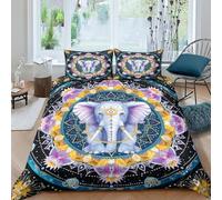 MEFESE Mandala boemo Set Copripiumino Con Stampa 3D Stampa Set Di Biancheria Da Letto Con Copriletto in Microfibra Elefante Copripiumino Soft Chic 3 Pezzi Per Adulti E Ragazzi doppio（200x200cm）