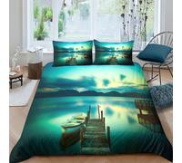 MEFESE Moli e laghi Microfibra Copripiumino Lenzuola Letto Motivo Per Bambini Adulto Set Biancheria,Matrimoniale Con 3 Pezzi Copripiumino,Anti-acaro Facile Da Curare King（220x240cm）