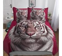 MEFESE tigre bianca Set Microfibra Piccola tigre Copripiumino Reversibile Con Motivo,3D Stampato, Set Di Biancheria Da Letto Per Bambini,3 Pezzi,con Chiusura A Cerniera Con Federe Double(200x200cm)