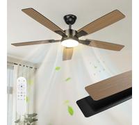 Mefine 2 Colori Pale Reversibili Ventilatore da Soffitto con Luce, 132cm Silenzioso Lampadario con Ventilatore da Soffitto Grande con Telecomando per Soggiorno, Lamera da Letto, Gazebo Esterno