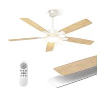 Mefine 2 Colori Pale Reversibili Ventilatore da Soffitto con Luce, 132cm Silenzioso Lampadario con Ventilatore da Soffitto Grande con Telecomando per Soggiorno, Lamera da Letto, Gazebo Esterno