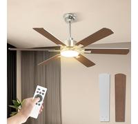 Mefine Ventilatore da Soffitto con Luce, 132cm Grande Ventilatore Soffitto con Luce e Telecomando, LED Lampadario Ventilatore con Silenzioso Reversibile DC Motore per Camera da Letto, Soggiorno
