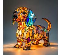 mefocou CorgiLamp - Lampada da tavolo a di bassotto, bulldog francese, serie cane, luce notturna artistica in resina colorata, luce notturna da tavolo per gatti/cani, simpatico tavolo a LED a