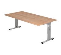 MEGA 2E S | Scrivania - 200x100 Noce/Argento regolabile in altezza