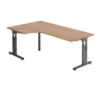 MEGA 82 G | Scrivania - Legno 200x120 C-base nera regolabile in altezza Noce/Grafite