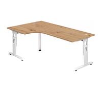 MEGA 82 W | Scrivania - Legno MEGA 200x120 regolabile in altezza Rovere Nodato/Bianco