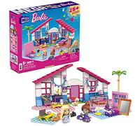 MEGA Barbie Casa di Malibu con le 2 micro-bambole , un adorabile cucciolo e tanti accessori, set da costruzione, Giocattolo per Bambini 5+ Anni