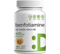 Mega Benfotiamina 600Mg Con Vitamina B-1/Thiamina Alta Potenza 180 Caps Non-GMO