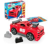 MEGA BLOKS Set di costruzioni giocattolo 3 in 1 Auto da Corsa Costruisci e Vai con 26 pezzi e ruote funzionanti,veicolo pick-up e hot rod da costruire e ricostruire, per bambini dai 3 anni in su,JKG35