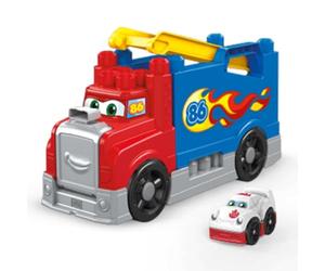 MEGA Bloks - Autotreno monta e sfreccia con blocchi per costruire, suoni realistici e pista da corsa, Giocattlo per Bambini 1+ Anni, FVJ01