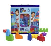 MEGA Bloks-Big Building Bag Sacca Ecologica, 80 Pezzi, Blocchi da Costruzione, Giocattolo per Bambini 1+ Anni, Colore Blu, DCH63