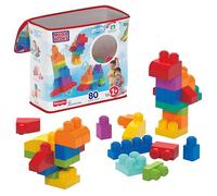 MEGA Bloks-Big Building Bag Sacca Ecologica, 80 Pezzi, Blocchi da Costruzione, Giocattolo per Bambini 1+ Anni, Colore Blu, DCH63