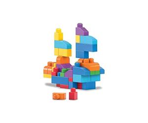 Mega Bloks-Big Building Bag Sacca Ecologica, 80 Pezzi, Blocchi da Costruzione, Giocattolo per Bambini 1+ Anni, Colore Blu, DCH63