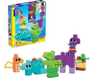 Mega BLOKS Bruco Muovi e Suona, Set con 30 Grandi Blocchi da Costruzione e Pezzi Speciali, Include 8 funzioni sensoriali per favorire Lo Sviluppo, Giocattolo per Bambini 1+ Anni, HKN44