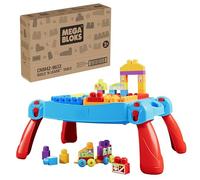 Mega Bloks - Tavolino Multi attività 3-in-1, Ripiegabile e con Pista incorporata per Le Costruzioni, Include 20 Blocchi Colorati e Due basi con Ruote, Giocattolo per Bambini, 1+ Anni, CNM42