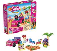 MEGA Construx- Playset Avventura sulla Spiaggia con Micro Bambole Barbie con Auto Rosa e Cuccioli di Tartaruga e Tanti Accessori, Giocattolo da Costruire per Bambini 4+Anni, GWR79, Multicolore
