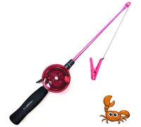 Mega Fishing Canna da pesca per bambini, 40 cm, per la spiaggia e le vacanze, per il cancro e il granchio, colore nero/verde/rosa (rosa)