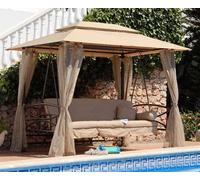 MEGA GAZEBO LETTO RECLINABILE FERRO ESTERNO GIARDINO DONDOLO DIVANO TENDONE -ITA