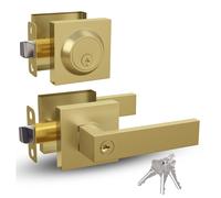 Mega Handles Entry Combo I Maniglia per porta a leva d'ingresso e serratura a cilindro singolo con catenaccio e chiave - Set di leve di bloccaggi