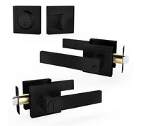 Mega Handles Entry Combo I Maniglia per porta a leva e serratura a cilindro singolo con catenaccio e chiave - Set di leve di bloccaggio quadrate