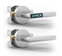 Mega Handles Ronn - Maniglia per porta privacy, confezione da 2 maniglie cromate reversibili, resistenti, per porta del letto e del bagno, con serratura per la privacy, adatta a tutte le porte