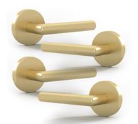 Mega Handles Ronn Maniglie per porta - Confezione da 4 maniglie per porta dorate, resistenti maniglie per porte non girevoli, per corridoio, armadio e porte francesi, lato singolo, adatte a tutte le