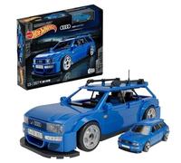 MEGA Hot Wheels - Audi Avant RS2 blu, set da costruire con 354 pezzi, con tetto e cofano rimovibili e ruote funzionanti, include veicolo die-cast, giocattolo per collezionisti, 13+ anni, HRY19