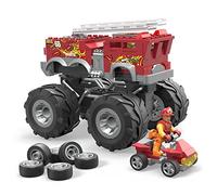 MEGA - MEGA Hot Wheels 5-Alarm Monster Truck set di costruzioni con 284 pezzi e 2 micro piloti, set regalo, Giocattolo per Bambini 5+ Anni, HHD19