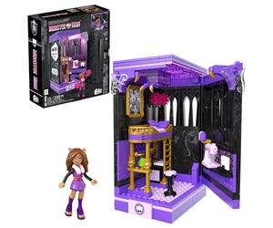 MEGA Monster High - La Spaventosa Tana di Clawdeen, set da costruire con 299 pezzi e 1 personaggio Clawdeen incluso, si apre come un libro per esporlo, giocattolo da collezione, 13+ anni, HXM32
