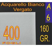 MEGA OFFERTA 400F CARTA VERGATA ACQUARELLO BIANCO X STAMPANTI LASER- INKJET A6