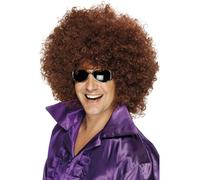 Mega Parrucca Afro Uomini Donne Accessorio Da Ballo Disco Anni '70 Marrone