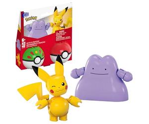MEGA Pokémon - 2 Poké Balls con Pikachu e Ditto, set da costruire con 42 pezzi, include le action figures dei due personaggi Pokémon, giocattolo per bambini, 6+ anni, JCT43