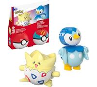 MEGA Pokémon - 2 Poké Balls con Togepi e Piplup, set da costruire con 41 pezzi, include le action figures dei due personaggi Pokémon, giocattolo per bambini, 6+ anni, JCT44