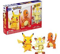 MEGA Pokemon Action Figure Giocattoli da Costruzione per Bambini, Regione di Kanto Trio con 529 Pezzi, Pikachu Charmander Meowth costruibile e snodato