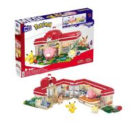 Mega pokémon - centro pokémon, set da costruire con 648 pezzi e sistema mattoncino movimento, include pikachu, chansey, evee e togepi, 8+ anni, hnt93