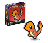 MEGA POKéMON SHOWCASE - CHARMANDER, SET IN STILE RETRò PIXELATO DA COSTRUIRE CON 349 PEZZI, CON BASE PIANA PER ESPORLO E INCISIONE SUL RETRO PER APPENDERLO