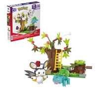 MEGA Pokémon - Il Bosco Incantato di Emolga e Bulbasaur, set da costruire con 194 pezzi e 2 personaggi, sistema Mattoncino Movimento per farli muovere, giocattolo per bambini, 7+ anni, HTH69