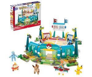 MEGA Pokémon - Palestra Adventure Builder, set Centro Allenamento da costruire con 1101 pezzi, include 5 personaggi snodati e un campo di lotta per i Pokémon, giocattolo per bambini, 8+ anni, HWR82