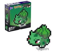 MEGA Pokémon Showcase - Bulbasaur, set in stile retrò pixelato da costruire con 374 pezzi, con base piana per esporlo e incisione sul retro per appenderlo, giocattolo per bambini, 13+ anni, HTH75