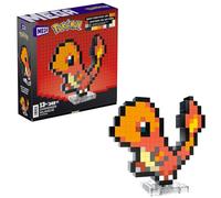 MEGA Pokémon Showcase - Charmander, set in stile retrò pixelato da costruire con 349 pezzi, con base piana per esporlo e incisione sul retro per appenderlo, giocattolo per bambini, 13+ anni, HTH76