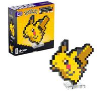 MEGA POKéMON SHOWCASE - PIKACHU, SET IN STILE RETRò PIXELATO DA COSTRUIRE CON 400 PEZZI, CON BASE PIANA PER ESPORLO E INCISIONE SUL RETRO PER APPENDERLO