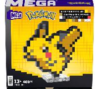 MEGA POKéMON SHOWCASE - PIKACHU, SET IN STILE RETRò PIXELATO DA COSTRUIRE CON 400 PEZZI, CON BASE PIANA PER ESPORLO E INCISIONE SUL RETRO PER APPENDERLO