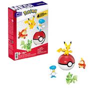 Mega pokémon - team della regione di paldea, set con 4 personaggi e 1 poké ball da costruire con 79 pezzi, include pikachu, fuecoco, sprigatito e quaxly, 6+ anni, hpx92