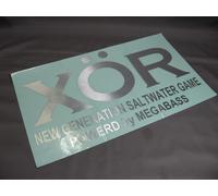 Megabass. Decalcomanie XOR. 300 mm x 180 mm, argento. Nuovo con scatola