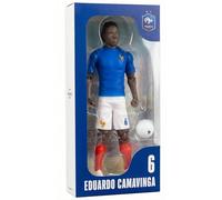 Megableu - Figura FFF Camavinga N°6-20 cm - Grande statuetta calciatore realistica e articolata 10 punti - Licenza ufficiale della squadra francese - Giocattolo calcio con palloncino - Idea regalo Fan