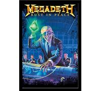 Megadeth - Poster Rust in Peace, dimensioni 61 x 91,5 cm + cornice intercambiabile, Shinsuke® Maxi MDF nero, disco acrilico