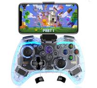 Megadream MFi RGB wireless Controller per iPhone, Mobile Controller con funzione Turbo per iOS/Android/PC, Manico trasparente per iPhone 17/16, Samsung, Nokia, OPPO, Google, Direct Play
