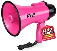 Megafono portatile Sirena Bullhorn - Compatto e a batteria con 30 Watt di potenza, microfono, 2 modalità, suono PA e manico pieghevole per cheerleader e polizia (rosa)